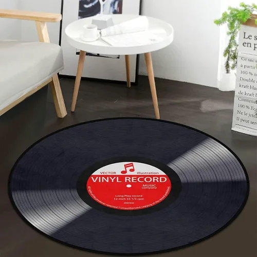 Miniatura 3 de keepcute Alfombra Redonda de Registro de Música Negra para Dormitorio, Sala de Estar, Estudio, Alfombra Antideslizante para Jugar, Alfombra