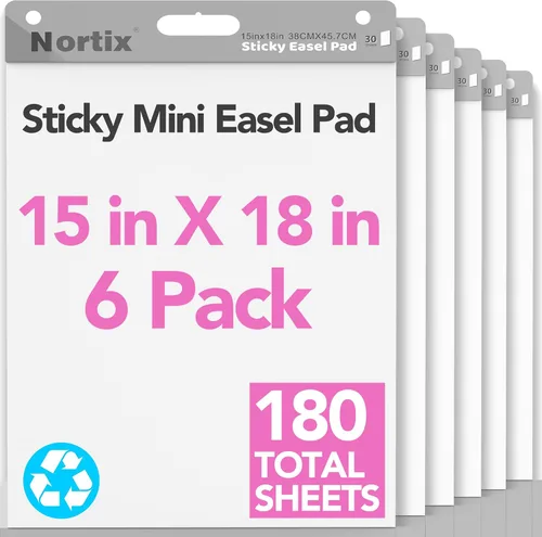 Nortix Papel de carta, almohadillas adhesivas de caballete, papel de gráfico para profesores, súper adhesivo y resistente a las manchas, mini papel