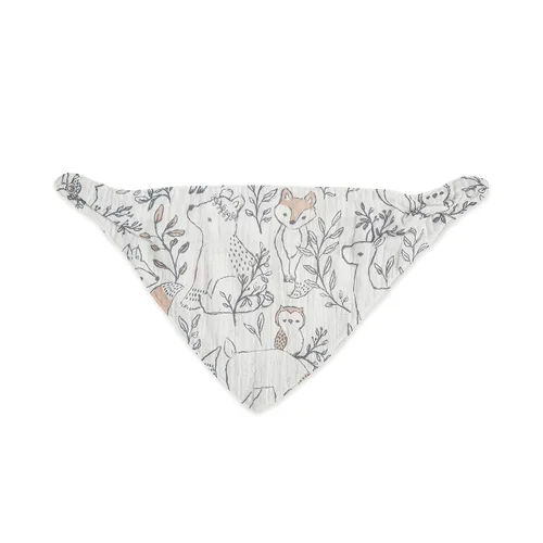 Miniatura 4 de Crane Baby Juego de baberos de muselina suave, ajustable y absorbente, estilo bandana para niños y niñas, animales del bosque, 3 piezas, 18.5 x 9