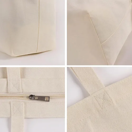 Miniatura 2 de Bolsas de lona de Koolmox, Bolsas de lona de algodón en blanco de gran resistencia con fondo plano, 6 piezas, Beige