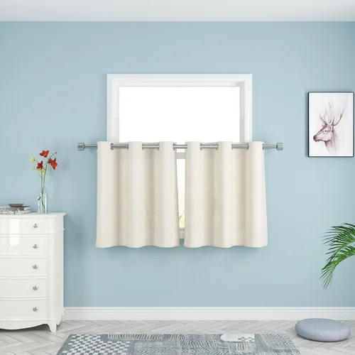 Miniatura 41 de UPOPO Cortinas de niveles de cocina negras de privacidad de lino texturizado de 24 pulgadas de largo, cortinas de café sobre el fregadero, cortinas
