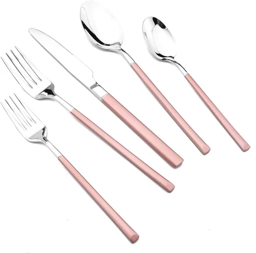 JASHII Juego de cubiertos de acero inoxidable 18/10 para 1, regalo resistente, utensilios de comida, pulido con espejo, apto para lavavajillas,