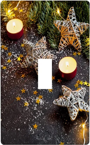 Miniatura 84 de Cubierta de interruptor de luz dúplex de 1 banda, cubierta decorativa de Navidad con copos de nieve rojos, placa frontal decorativa para cocina