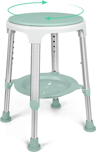 Silla de ducha para ducha interior, taburete de ducha giratorio sin herramientas con bandeja de almacenamiento, silla de bañera ajustable y taburete