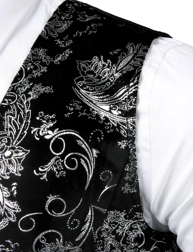 Miniatura 4 de ZEROYAA Chaleco de traje de cuello en V con estampado de cachemira metálico para hombre, chaleco de esmoquin