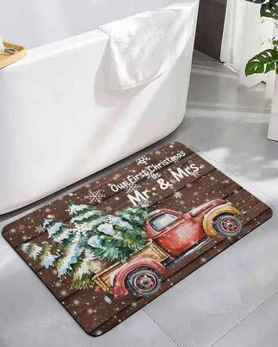 Tapete de baño de Navidad para bañera, antideslizante, de secado rápido y absorbente, de tierra de diatomeas, fregadero, cocina, sala de estar,
