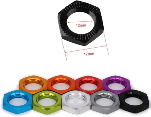 Miniatura 7 de Rosca de tuerca de rueda de aluminio de 0.669 in de 0.039 pulgadas para 1/7 1/8 modelo RC ARRMA 6s HSP Redcat Himoto Monster Trucks Off Road Buggy