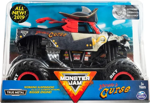 Monster Jam - Camión monstruo oficial de Pirate's Curse, vehículo de colección fundido a presión, escala 1:24, juguetes para niños de 3 años en