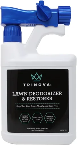 TriNova Desodorizador y restaurador de césped para exteriores, elimina las heces de perros, cachorros y olores de orina del césped, patio y patio,