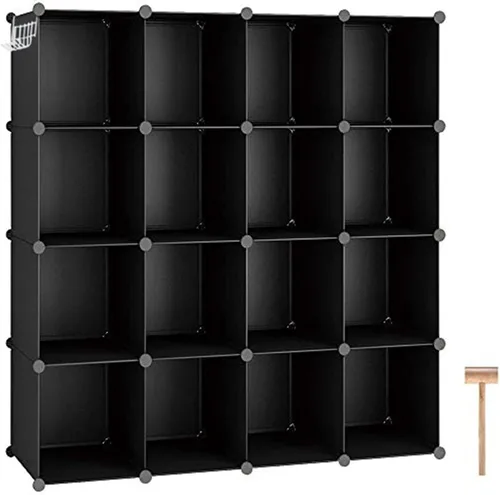C&AHOME Organizador de almacenamiento de cubos, estantes de 16 cubos, cubos de almacenamiento de plástico, organizador de armario de bricolaje,