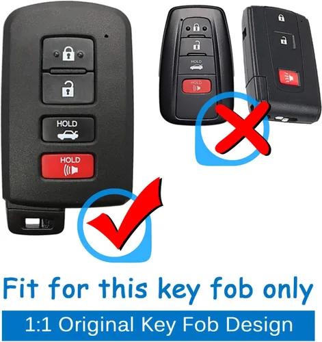 Miniatura 2 de Funda de silicona para llavero con control remoto sin llave, compatible con Toyota Avalon Camry Corolla Highlander RAV4, 4 botones (negro + gris)