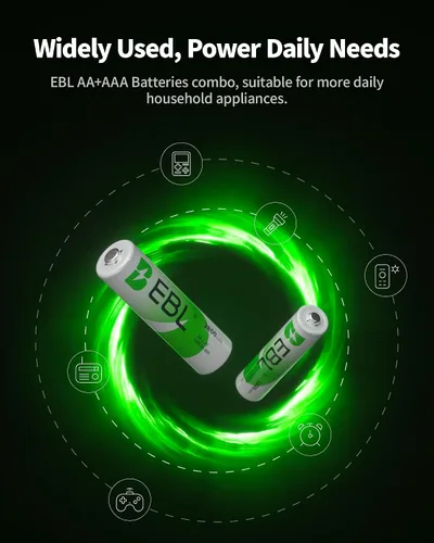 Miniatura 8 de EBL 8 baterías recargables de C 5000mAh Ni-MH C tamaño batería con 4 AA 4 AAA