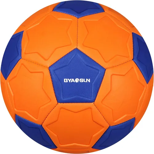 Pelota de fútbol curva tamaño 4, pelotas suaves para desviar para exterior e interior, pelota de fútbol tamaño 4 para niños y niñas Naranja Azul
