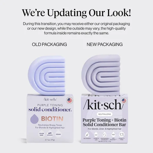Miniatura 7 de Kitsch Acondicionador tonificante morado para rubios y cabello teñido - Barra de acondicionador para mujeres y hombres - Con biotina para fortalecer
