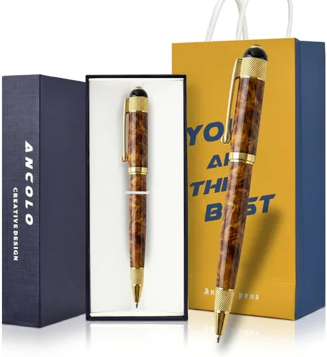 Ancolo Bolígrafo personalizado – con caja de bolígrafo, bonito regalo de recuerdo, grabado con tu nombre/mensaje/número de teléfono en los Bolígrafo