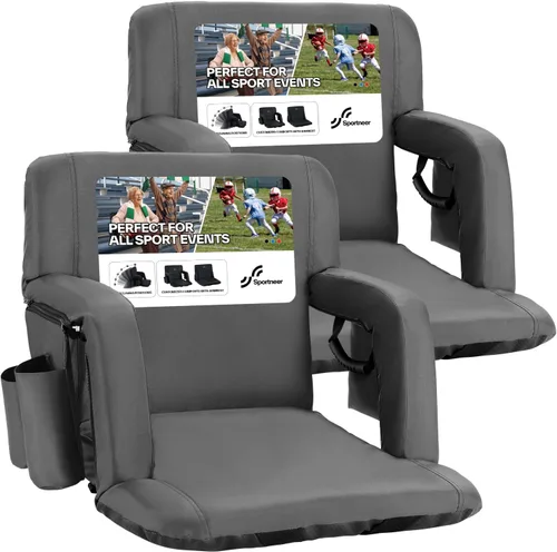 Miniatura 13 de Sportneer - Asientos de estadio para gradas con respaldo, asiento de estadio reclinable y portátil con un grueso cojín acolchado, con respaldo