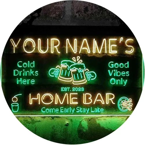 Miniatura 22 de ADVPRO Letrero de neón LED de doble color personalizado con tu nombre para bar casero de cerveza, año de establecimiento, blanco y morado, 16 x 12