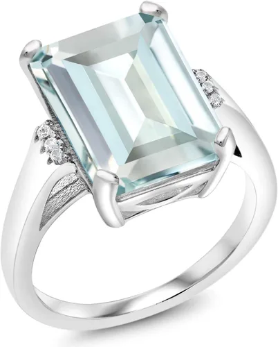 Miniatura 3 de Gem Stone King Anillo de compromiso con piedra natal de 5-10 quilates para mujer, plata de ley 925, corte esmeralda de 0.55 x 0.39 pulgadas