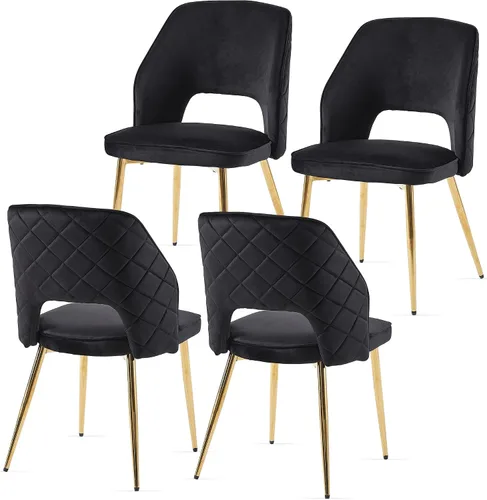 Miniatura 14 de NORDICANA Juego de 2 sillas de comedor modernas, sillas acentuadas tapizadas en beige bouclé con patas doradas de metal, sillas laterales