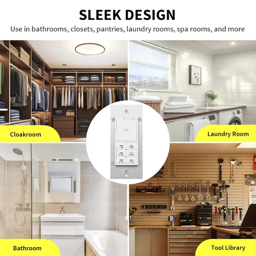 Miniatura 8 de Minoston Interruptor de luces de temporizador, 1-60 minutos, temporizador de pared de cuenta regresiva para ventiladores de baño, calentadores
