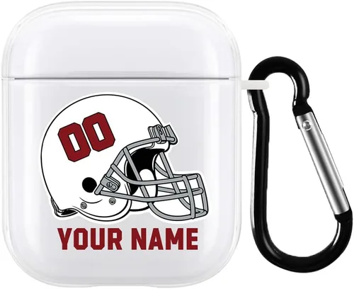Funda de casco de fútbol con nombre y número para Apple AirPods de 2ª y 1ª generación, regalo personalizado para fanáticos de los deportes de Arizona