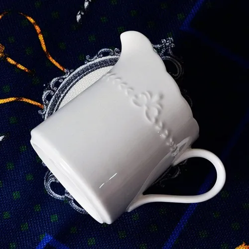 Miniatura 3 de Sizikato Jarra de porcelana blanca con asa, jarra de crema de 8 onzas.