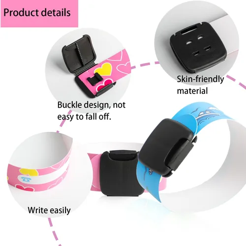 Miniatura 3 de 20 pulseras de identificación para niños, pulseras de seguridad para niños, impermeables, ajustables, reutilizables, para niños y niñas