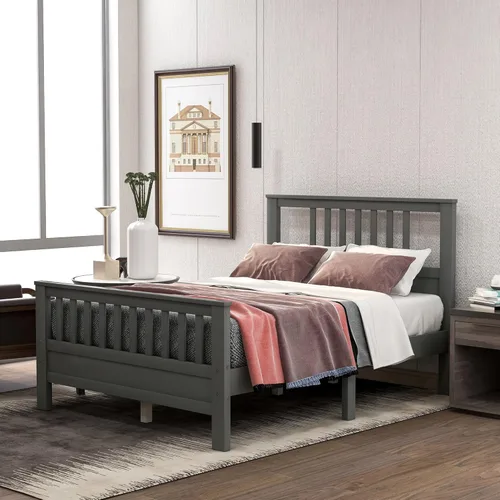 Miniatura 11 de SOFTSEA Base de cama de tamaño individual con cajones de almacenamiento, plataforma de madera maciza moderna de mediados de siglo con cabecero,