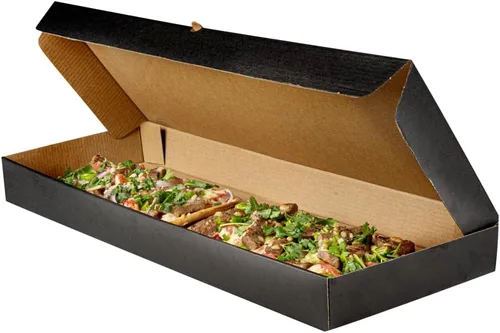 Miniatura 28 de Restaurantware Caja de pizza pequeña de 50 unidades, 14 x 7 x 1.5 pulgadas, caja rectangular para llevar papel corrugado para alimentos calientes
