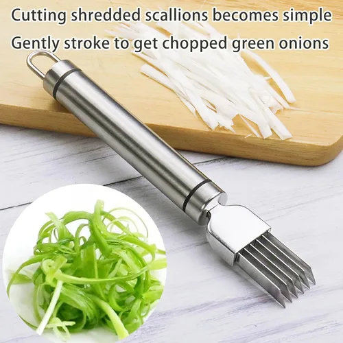 Miniatura 4 de PCTC Cuchillo de cebolla verde picada de acero inoxidable, herramienta de cocina, cortador de verduras, cortador de cebolleta afilada, cuchillo