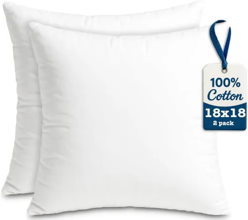 Miniatura 13 de Foamily Rellenos de almohada 100% algodón, paquete de 2 rellenos de almohada de 12 x 12 pulgadas para almohadas decorativas para sofá y cama