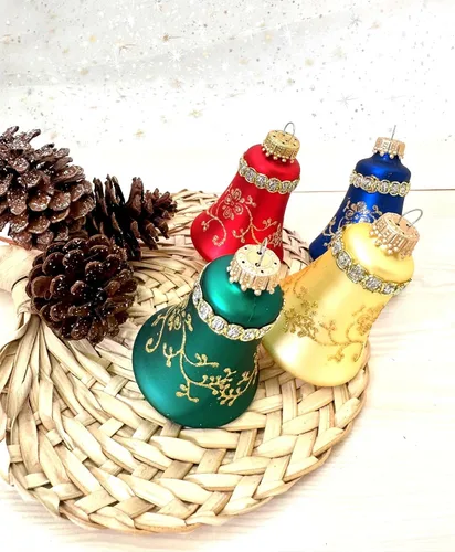 Miniatura 6 de Adornos de cristal para árbol de Navidad – 2.638 in/2.625 pulgadas [4 piezas] esferas decoradas de Christmas By Krebs sin costuras para colgar