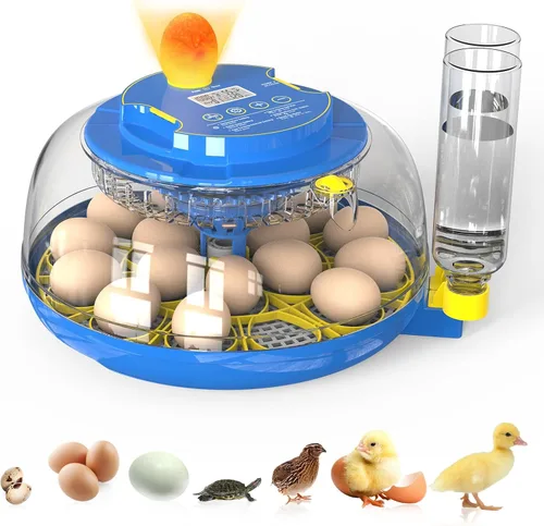 18 incubadoras de huevos con giro automático de huevos y control de humedad, pantalla de temperatura para incubar pollo, pato, codorniz, pájaros,
