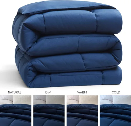 Miniatura 8 de Relleno de edredón, edredón alternativo acolchado tamaño California King, edredón azul marino para todas las estaciones, relleno de edredón