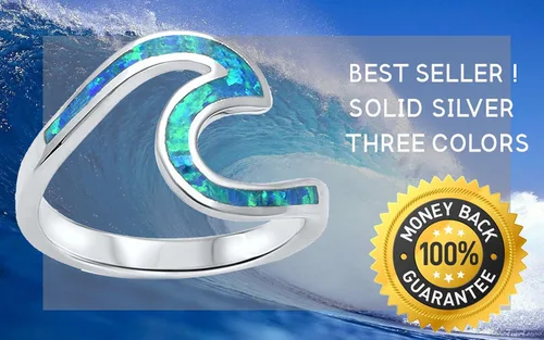 Miniatura 8 de Oxford Diamond Co . Anillo de plata de ley 925 con diseño de ondas en colores disponibles