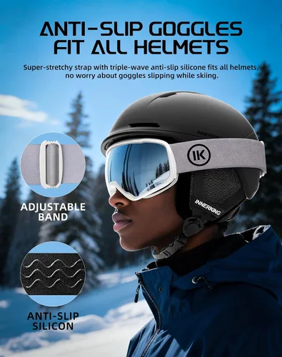 Miniatura 7 de Innerking OTG - Gafas de esquí aprobadas por SGS, para usar sobre gafas de nieve, snowboard, invierno, antivaho para adultos, jóvenes, hombres