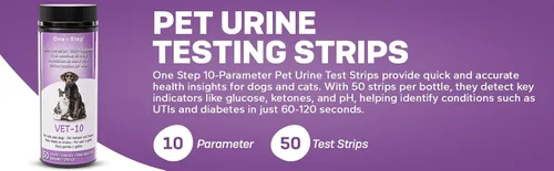 Miniatura 2 de Tiras de prueba de pH para parámetros en orina de mascotas como perros y gatos, infecciones, tiras de prueba de diabetes, 50 tiras por recipiente