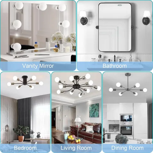 Miniatura 7 de Bombilla de tocador de 5000 K, paquete de 8 bombillas LED G25 para espejo de tocador de baño, base media E26, equivalente incandescente de 5 W 60 W