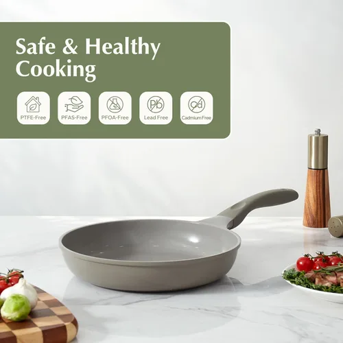 Miniatura 2 de Sartén antiadherente Redchef, sartén antiadherente de cerámica, sartenes para huevos y tortillas, sin tóxicos, utensilios de cocina saludables, Gris