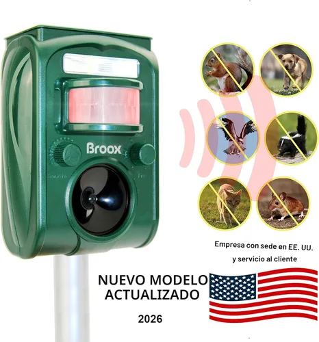 Miniatura 2 de Broox 2025 Repelente de Animales Solar Mejorado, Repelente de Gatos para Exteriores, Repelente de Ardillas, Repelente de Ciervos, Repelente