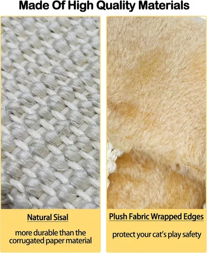 Miniatura 5 de VCEPJH Rascador de esquina para gatos, paquete de 2 tablas de rascar de sisal natural montadas en la pared, almohadillas de arañazos para gatos