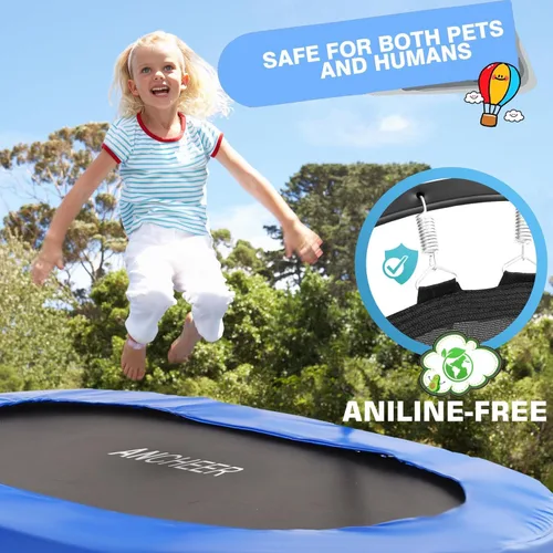 Miniatura 2 de Trampolín para niños, trampolín para niños pequeños, deportes de interior y juegos al aire libre, 56 pulgadas, capacidad de 220 libras, con Azul