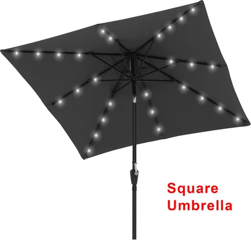 Miniatura 28 de ABCCANOPY Sombrillas solares duraderas para patio con 32 luces LED de 7.5 pies (beige claro)