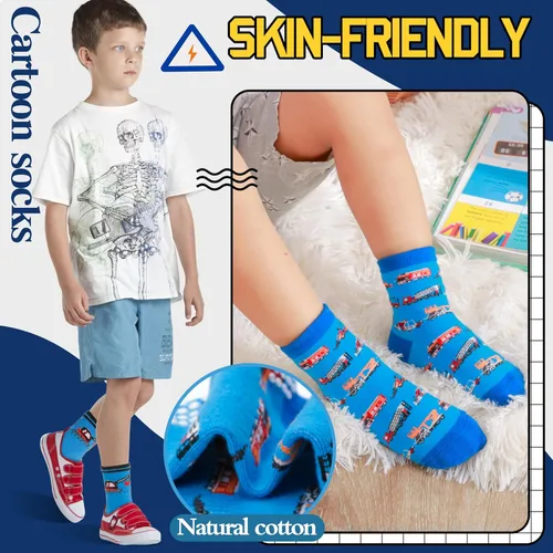 Miniatura 3 de Welwoos - Calcetines antideslizantes con agarre para bebés, 12 pares, niños pequeños, bebés, divertidos calcetines de dibujos animados de algodón