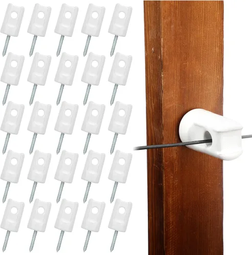 Blulu Paquete de 25 aisladores eléctricos de cerámica para cercas aislantes de cerámica resistentes de tornillo de retardo de porcelana para postes