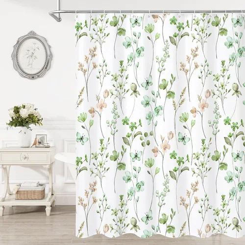 Miniatura 25 de Litabel Cortina de ducha con diseño floral de acuarela, cortina de ducha de flores de mariposa azul para baño, juego de cortina de ducha moderna
