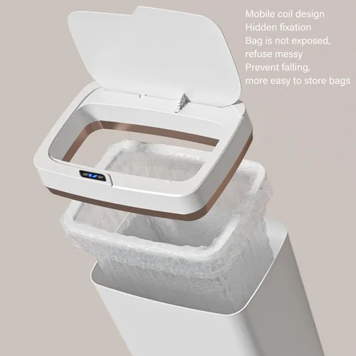 Miniatura 6 de Asixxsix Bote de basura de baño sin contacto, 18 L, 4.75 galones, con sensor de movimiento automático, funciona con pilas, delgado e inteligente