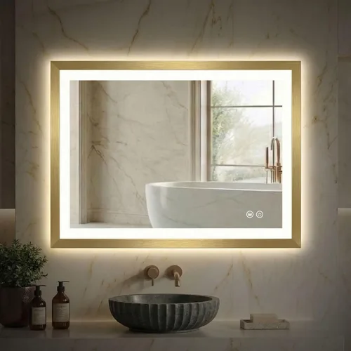 Miniatura 14 de HOUSE REFLECTION Espejo de baño LED de 20 x 28 pulgadas, marco negro, espejo de tocador antivaho con función de memoria, luz regulable y vidrio