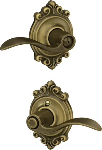 Miniatura 123 de SCHLAGE - Manija de puerta Accent con cerradura de paso libre para pasillo y armario en bronce antiguo - F10 ACC 716 Bronce Envejecido