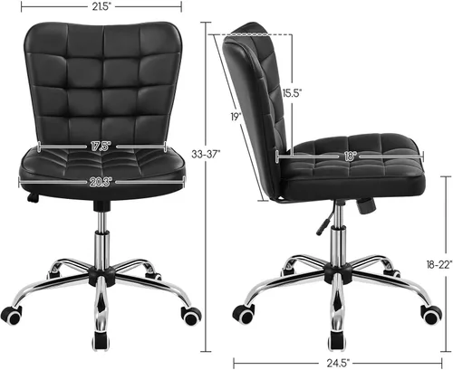 Miniatura 3 de Yaheetech Silla de Escritorio de Oficina Moderna Acolchada sin Brazos de Computadora Tapizada en Cuero Sintético con Altura de Asiento Ajustable